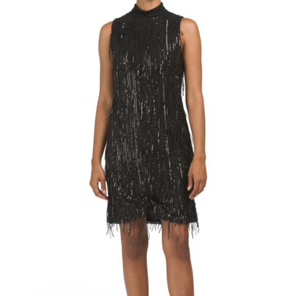 New Carla Conti Made in Italy Sequin Fringe Retro Cocktail Party Mini Dress - Picture 1 of 9